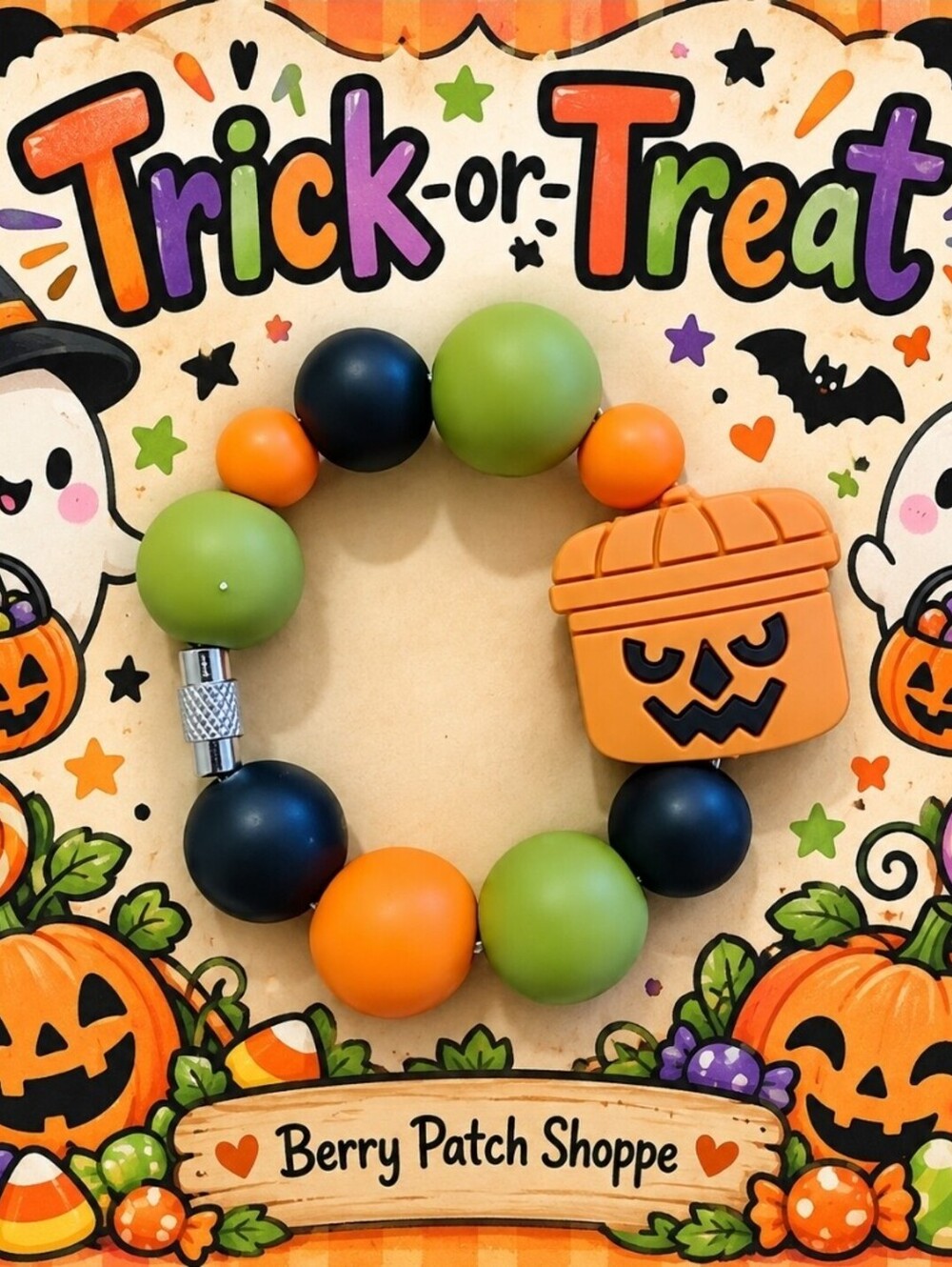 Retro Halloween Trick-or-treat Pumpkin Bucket Tote Bag Keychain Tumbler Charm